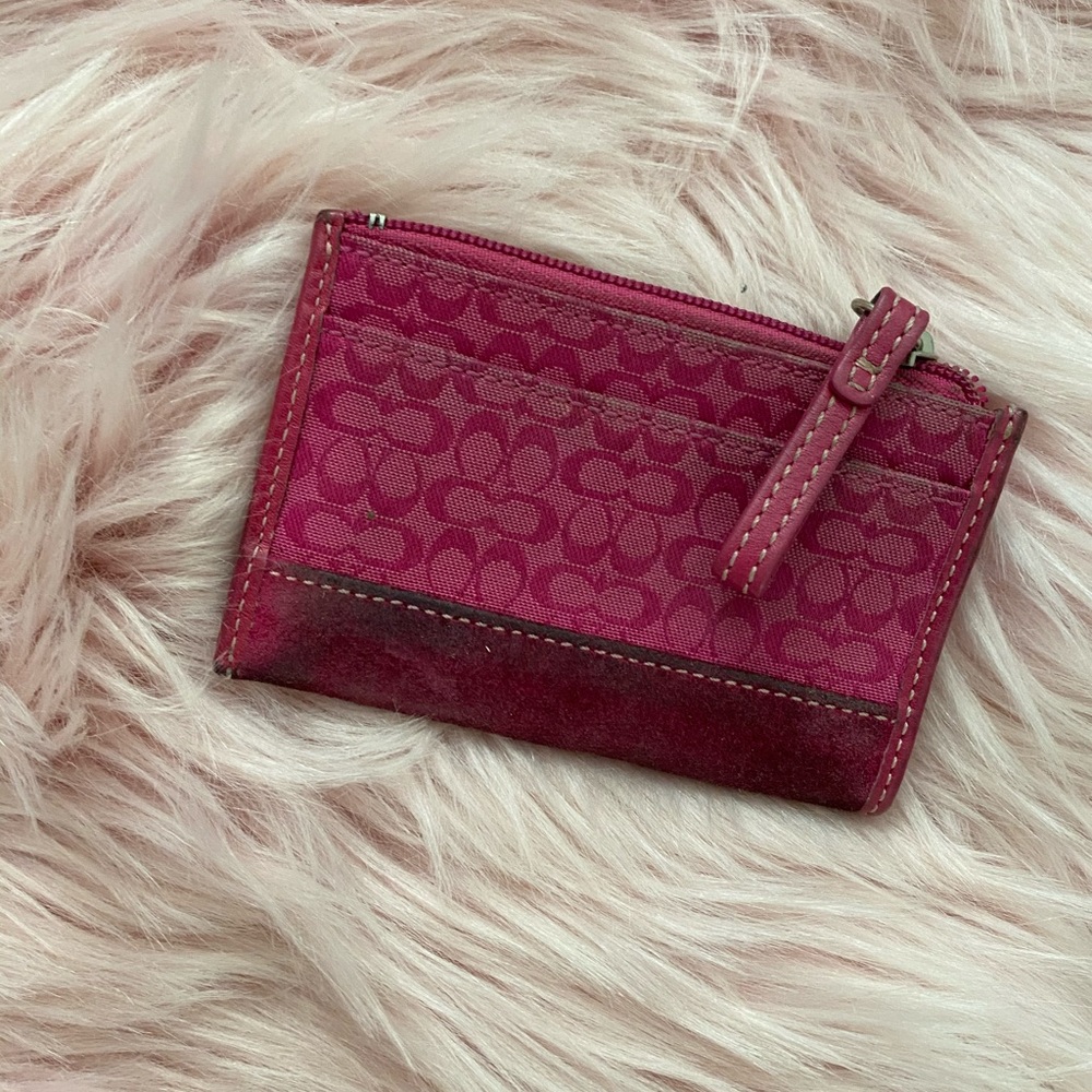 Authentic Coach hot pink card holder